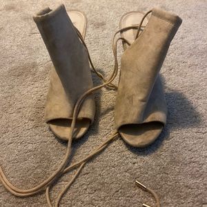 Forever 21 lace up pump nude